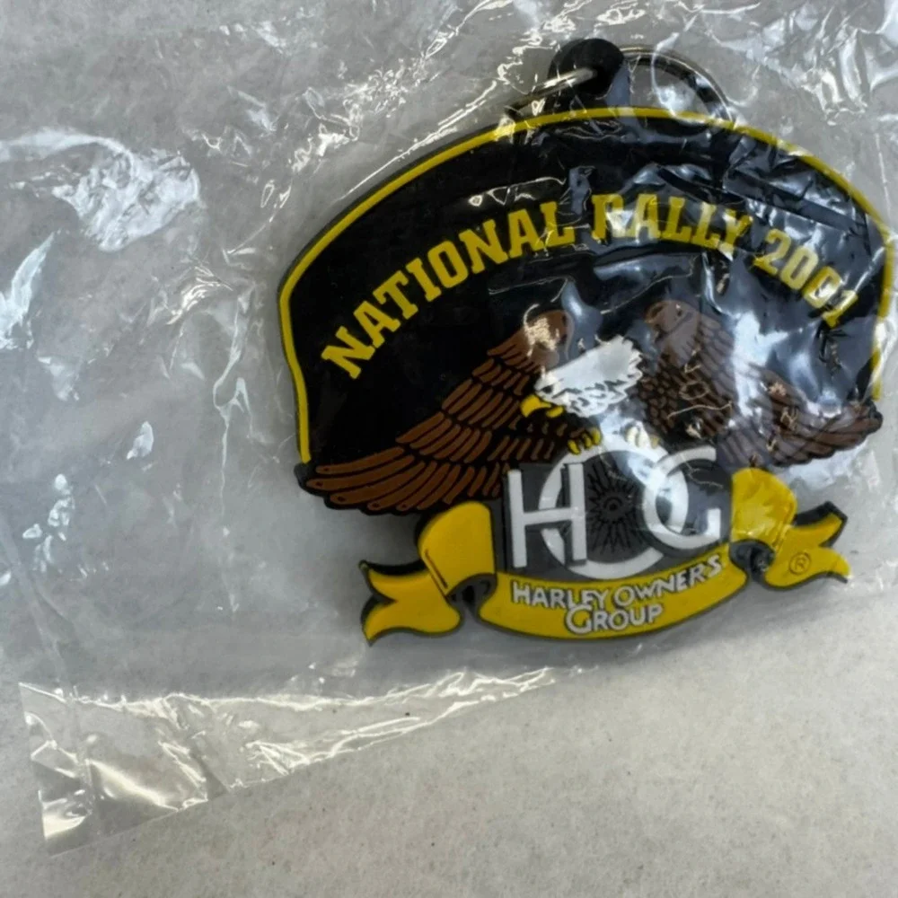 VTG Harley Davidson HOG National Rally 2001 Eagle Logo Rubber Keychain NEW